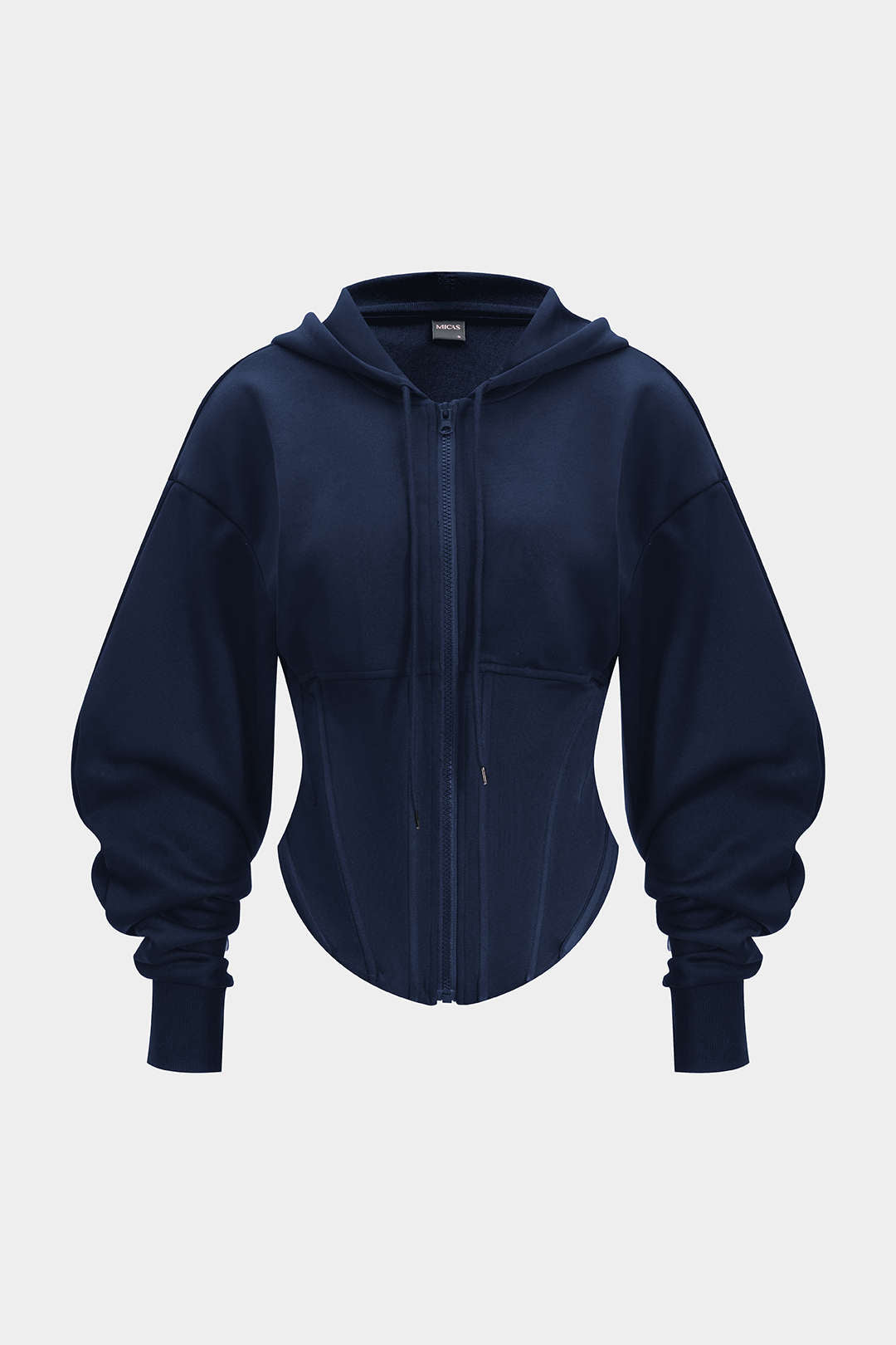 Zipper Drawstring Corset Hoodie