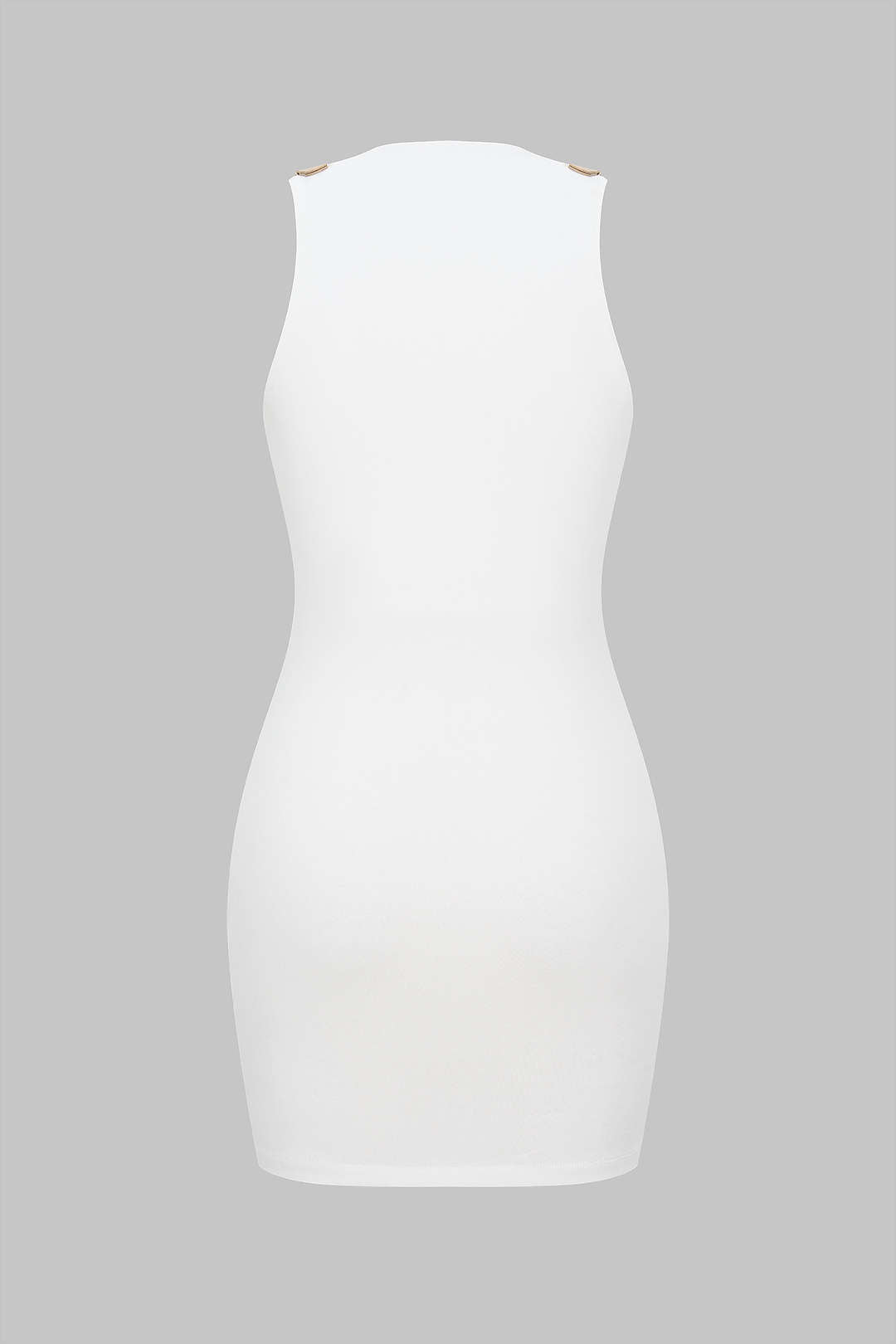 Metallic Zipper Sleeveless Mini Dress