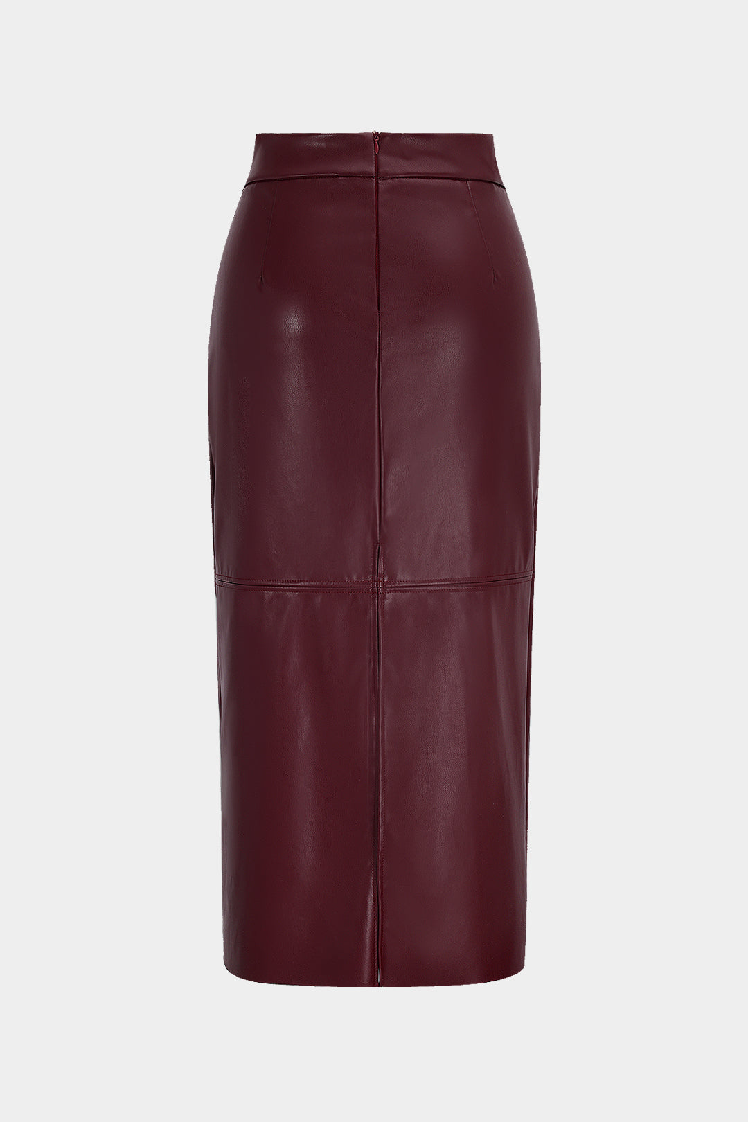 Faux Leather High Waist Split Skirt