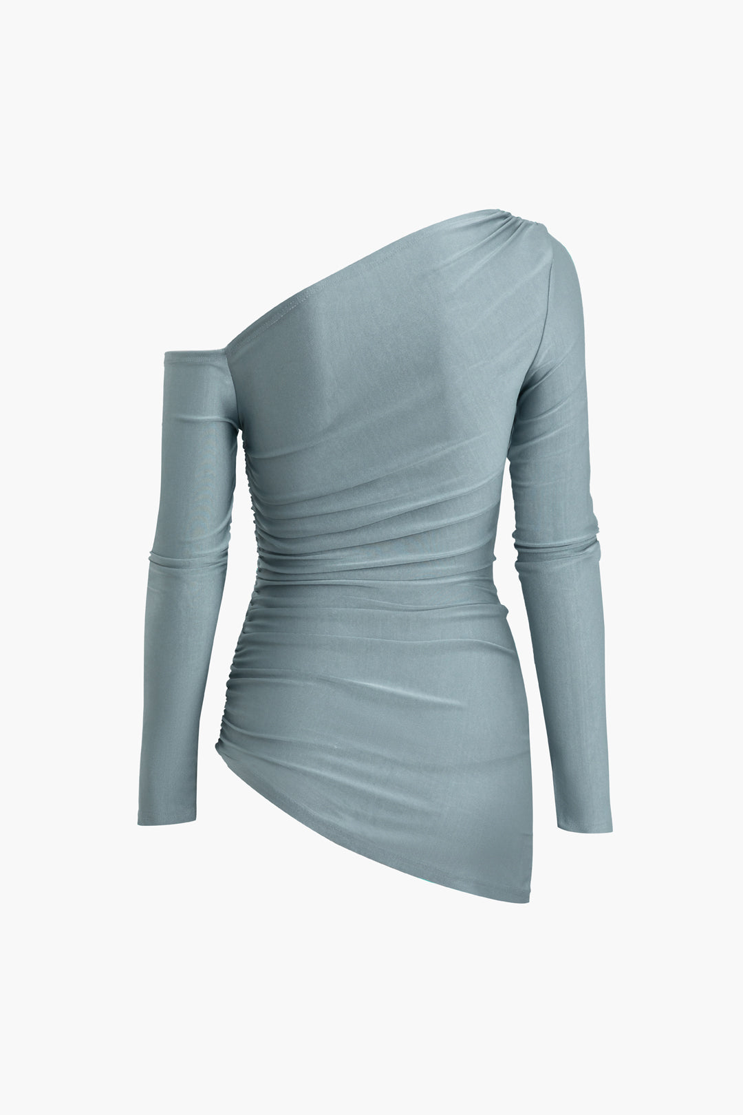 Asymmetrical Ruched Long Sleeve Top And Slim Fit Pants Set