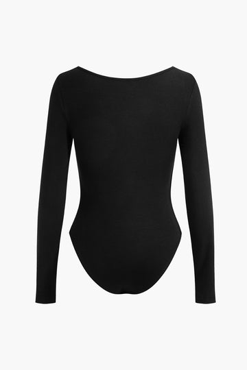 Το Faux Leather Cut Out Long Sleeve Bodysuit