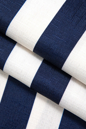 Linen-blend Stripe Button Up Long Sleeve Shirt