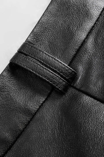 Faux Leather Button Wide Leg Pants