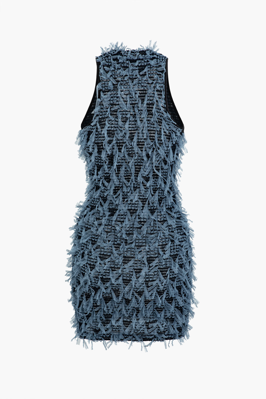 Textured Fringe Tweed Tank Mini Dress