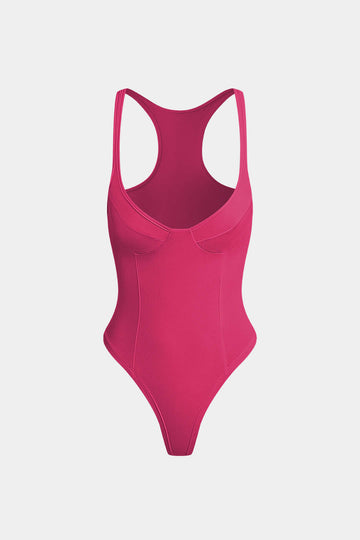 Perus kiinteä syvän V-kaulan bustier body