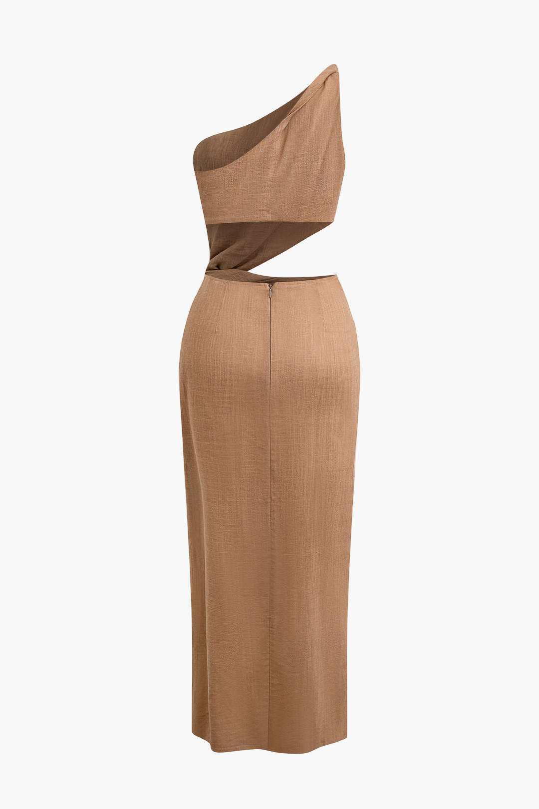 Asymmetric Cut Out Ruched Twist Slit Maxi Dress