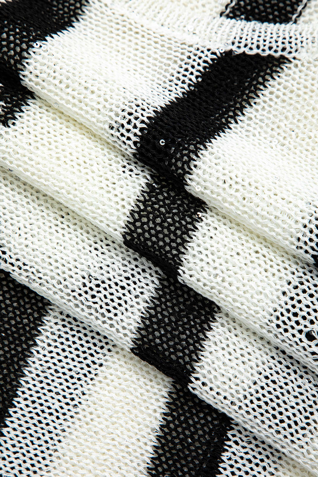 Contrast Stripe Open Knit Long Sleeve Top