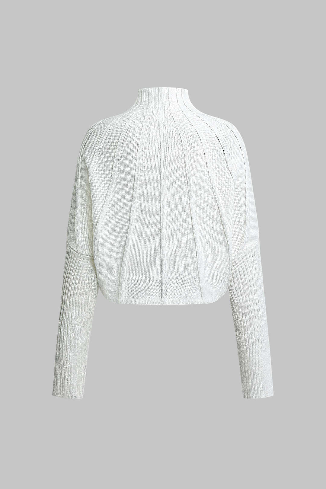 Mock Neck Textured Sweater Kmiem Batwing