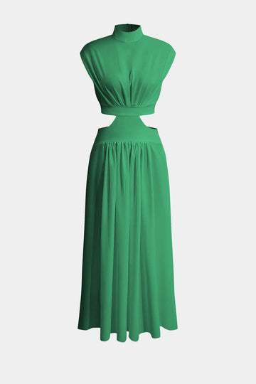 Robe maxi plissée coupée au cou