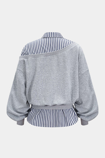 Patchwork Asymmetrical Long Sleeve Sweatshirt