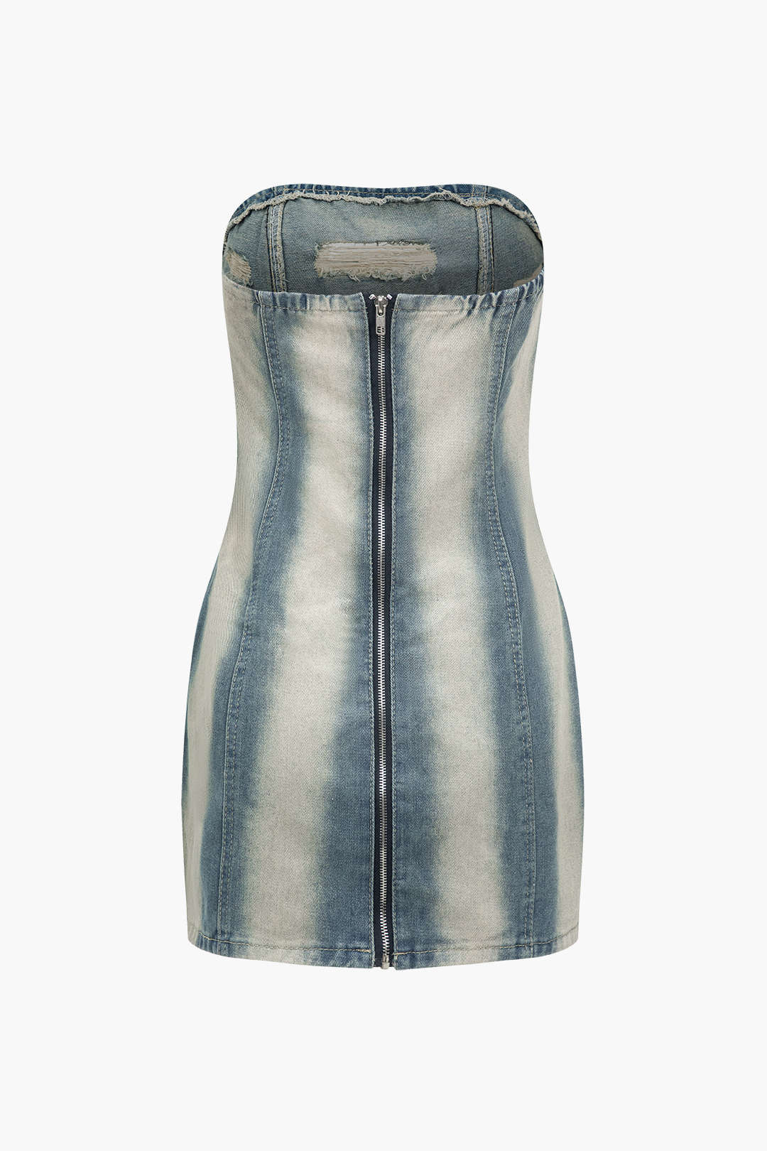 Cut Out Strapless Denim Dress