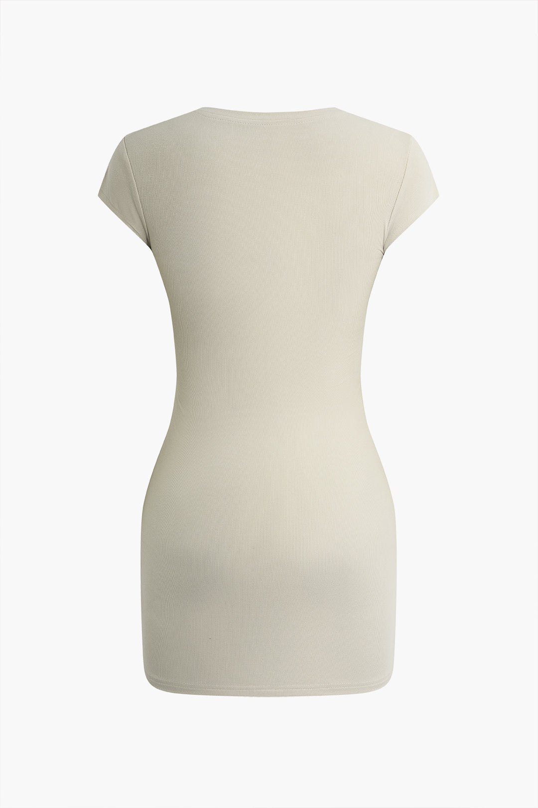 Round Neck Short Sleeve Ruched Mini Dress