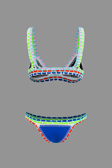 Contrast Crochet Trim Bikini Set