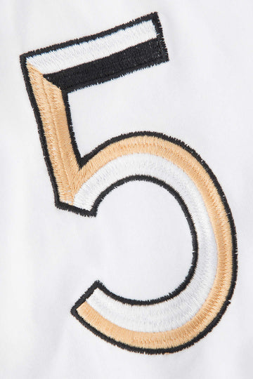 Number 5 Embroidered Knot Hem T-shirt