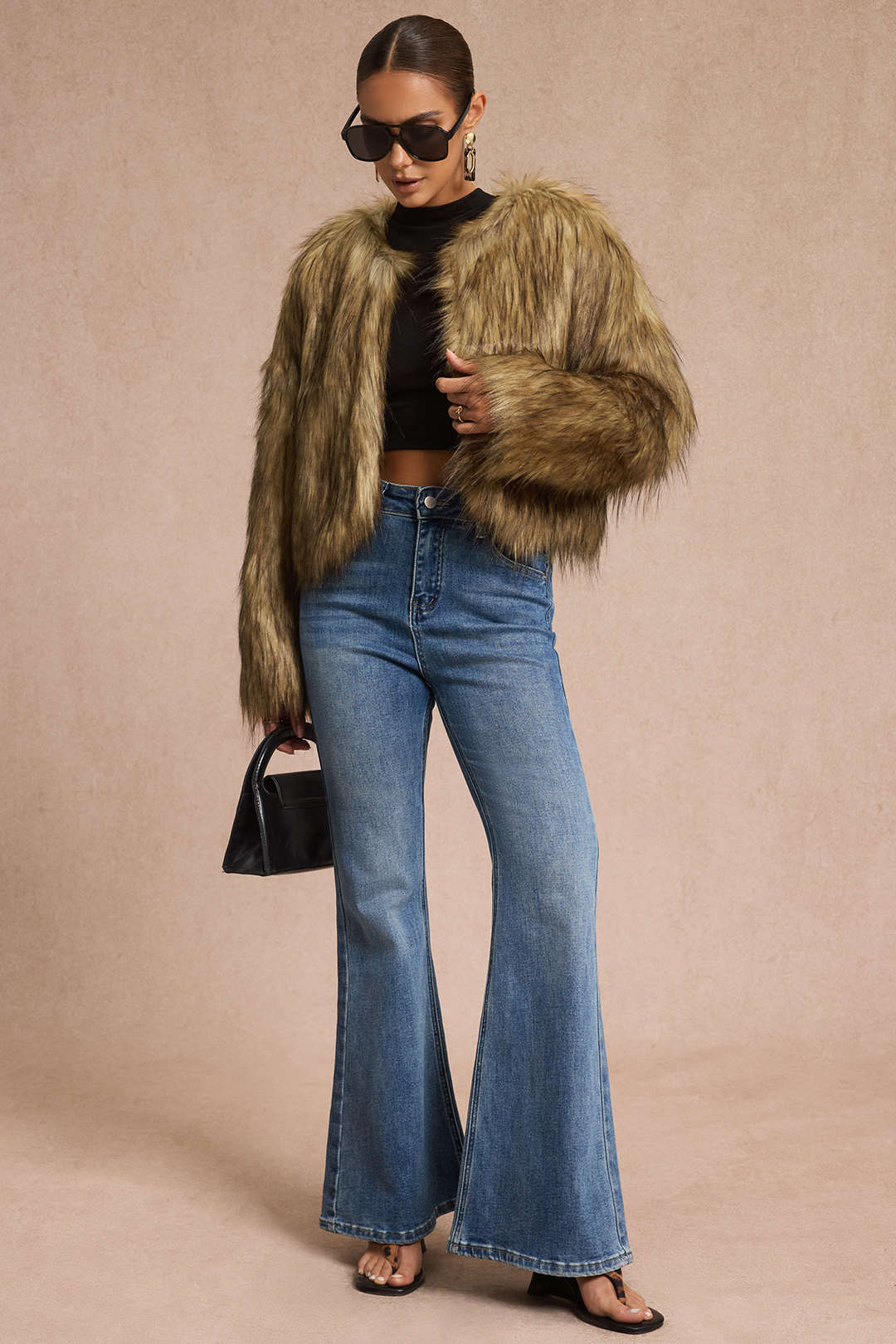 Faux Fur Long Sleeve Jacket