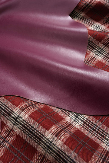 Plus Size Plaid Print Faux Leather Zipper Patchwork Skirt