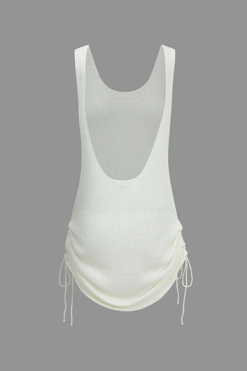 Drawstring Backless Tank Mini Dress