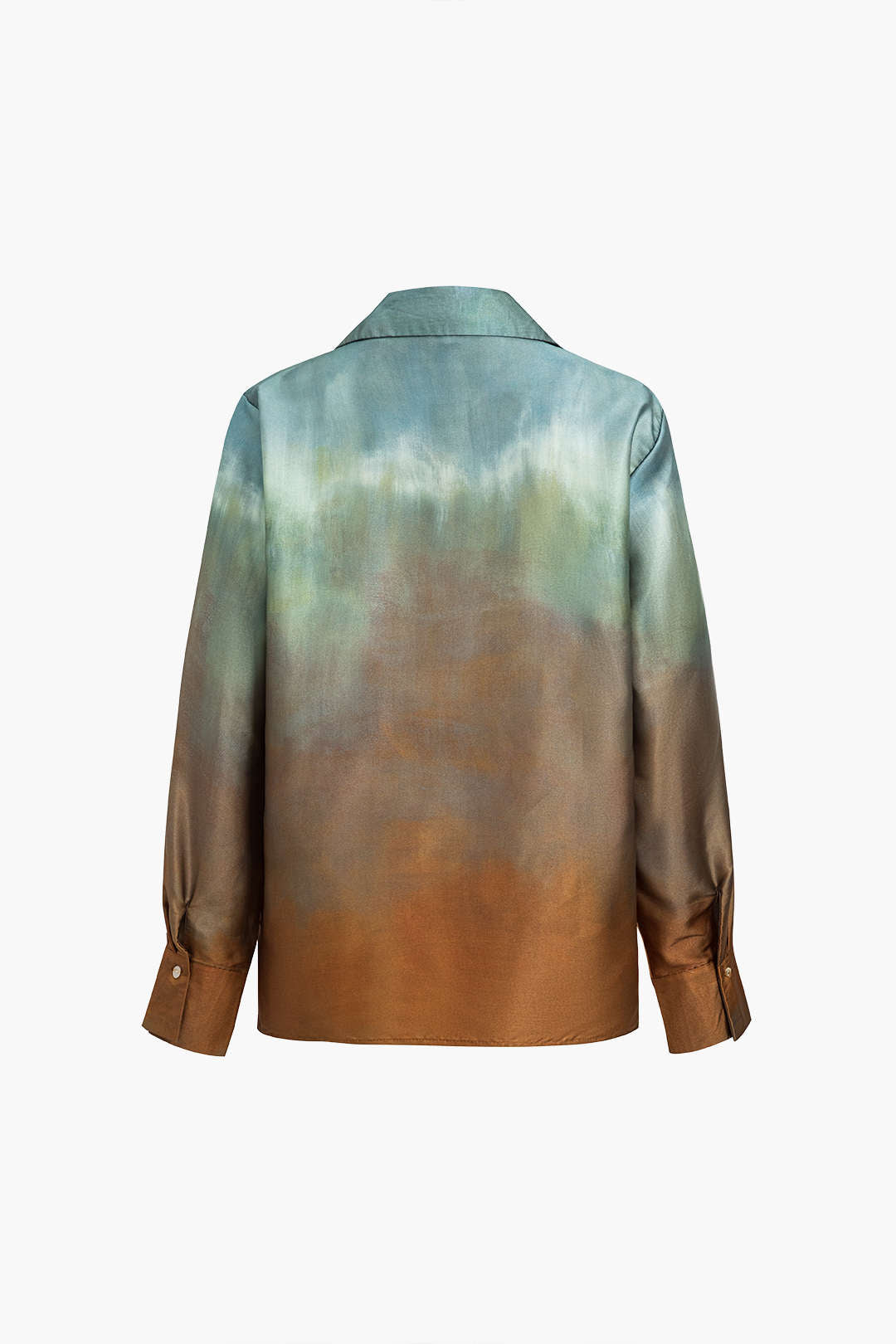 Tie Dye Print Satin Button Long-Sleeve Shirt