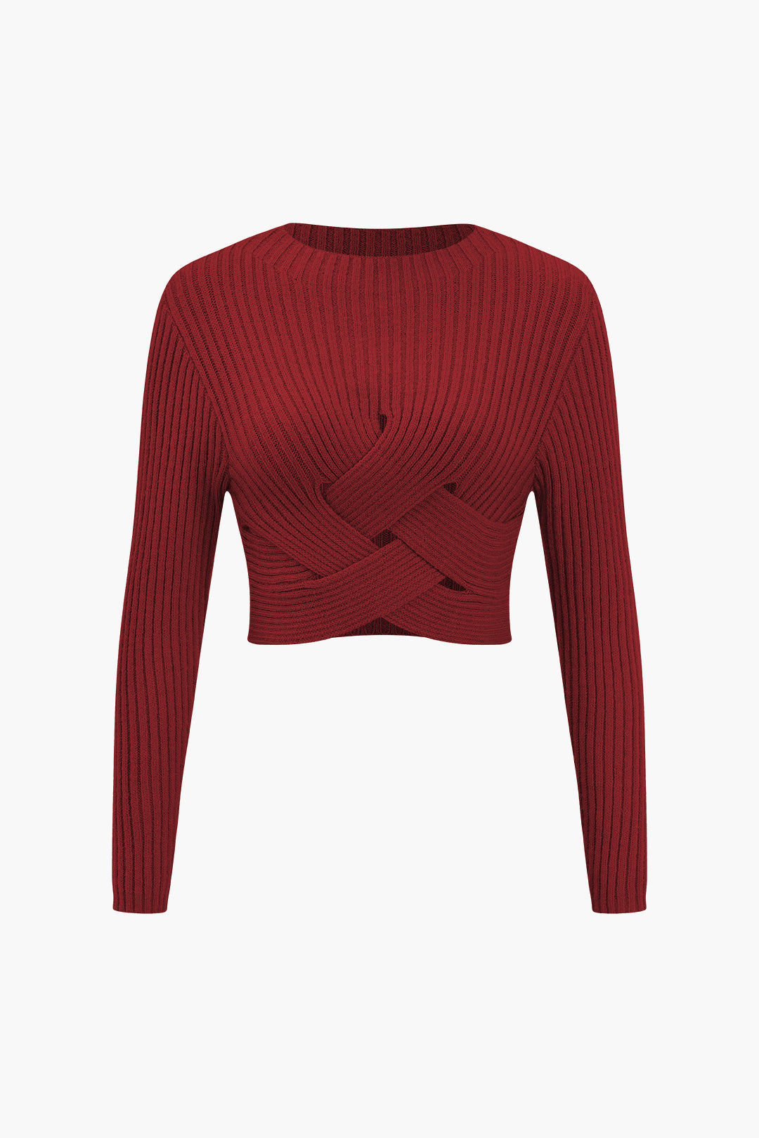 Crossed Sweater Long-Sleeve Top