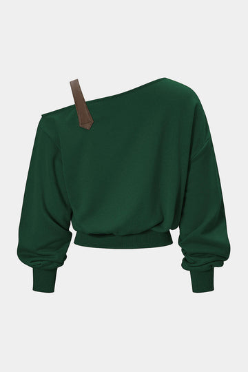 Plus Size Patchwork Asymmetrical Long Sleeve Sweatshirt