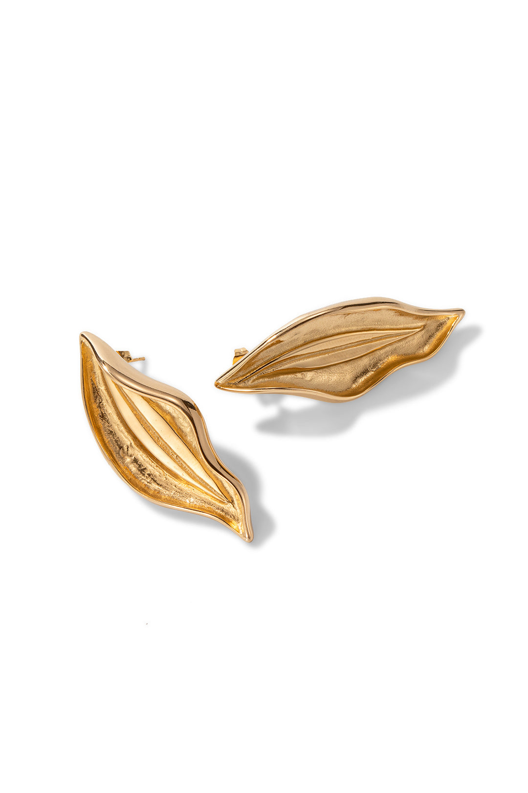 Asymmetrical Curved Leaf Earrings