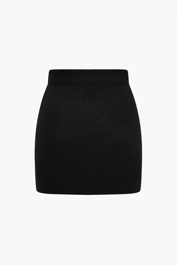 Basic Solid Knit Mini Skirt