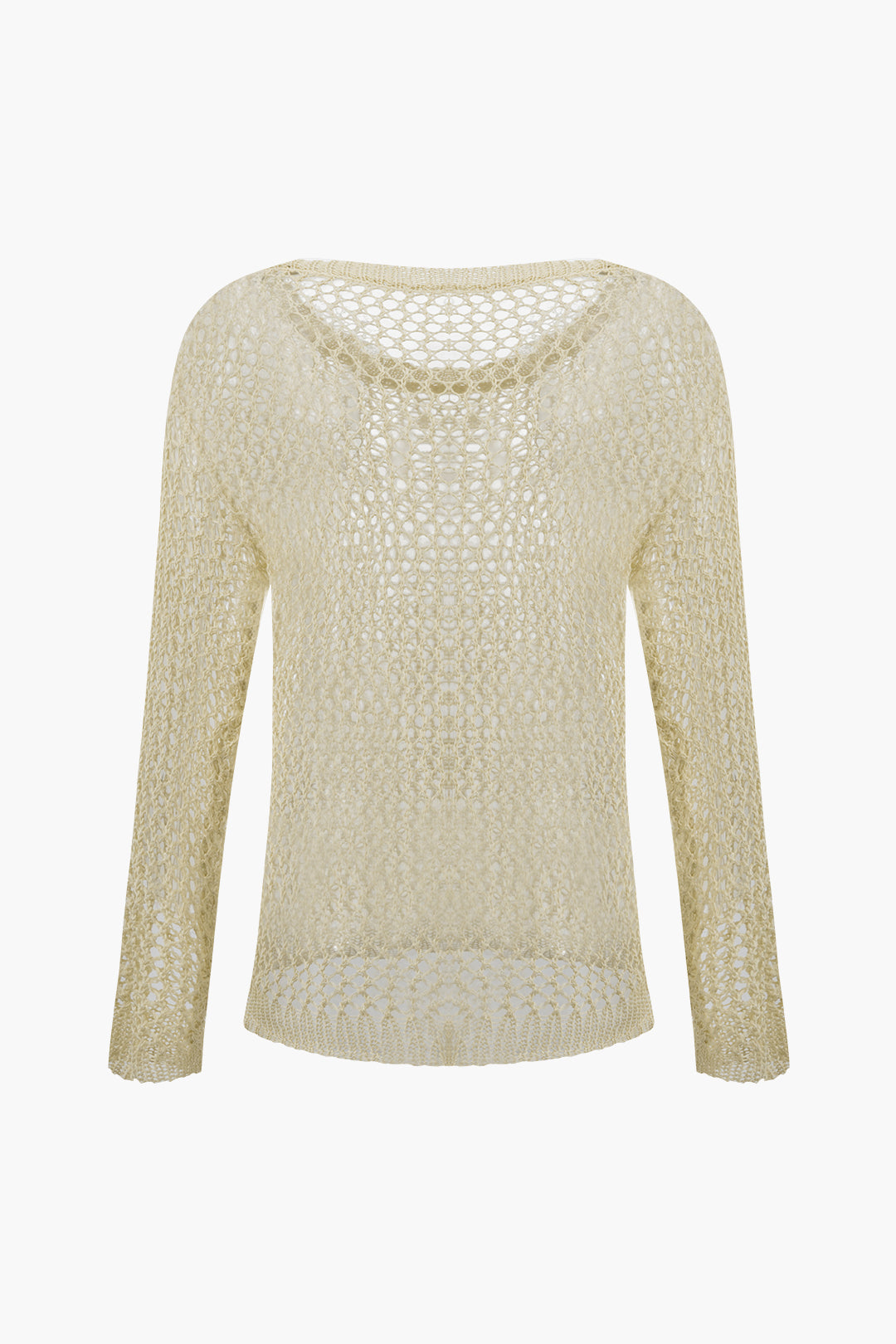 Crew Neck Crochet Knit Cover-Up Top