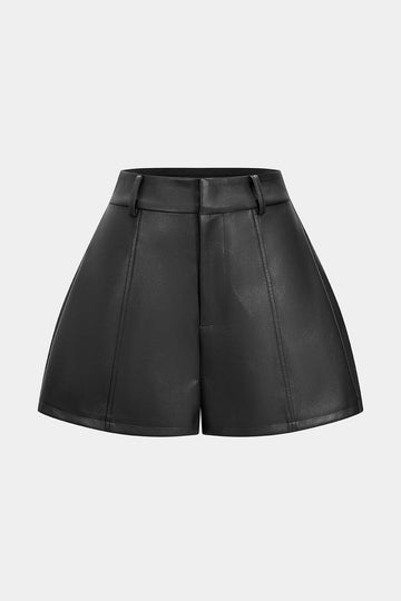 Faux Leather High Waist Wide Leg Shorts