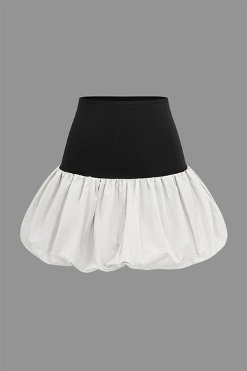 Patchwork Puff Mini Skirt