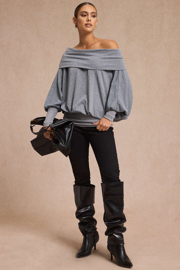 Off Shoulder Batwing Long Sleeve T-Shirt