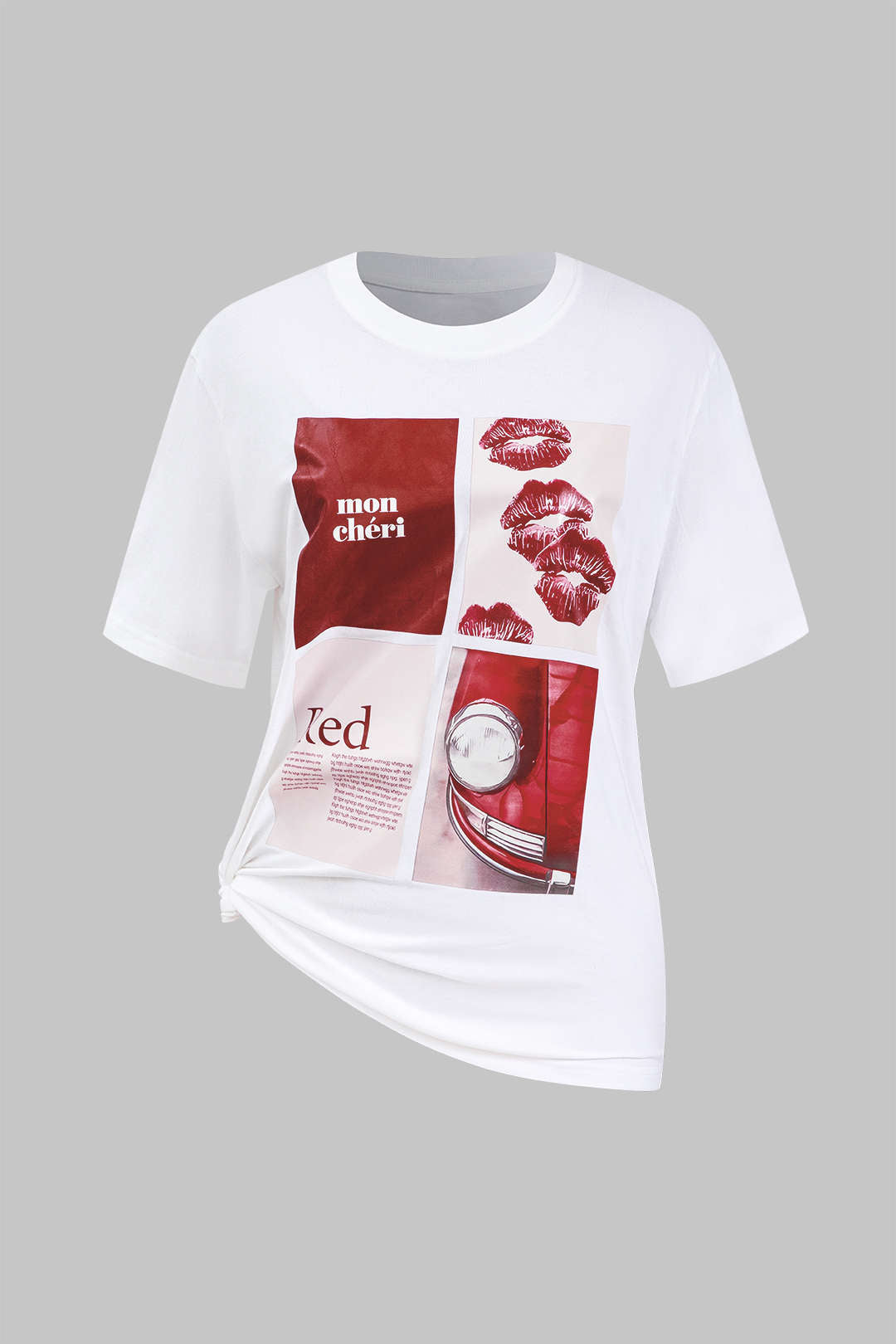 Letter Print Round Neck Short Sleeve T-Shirt