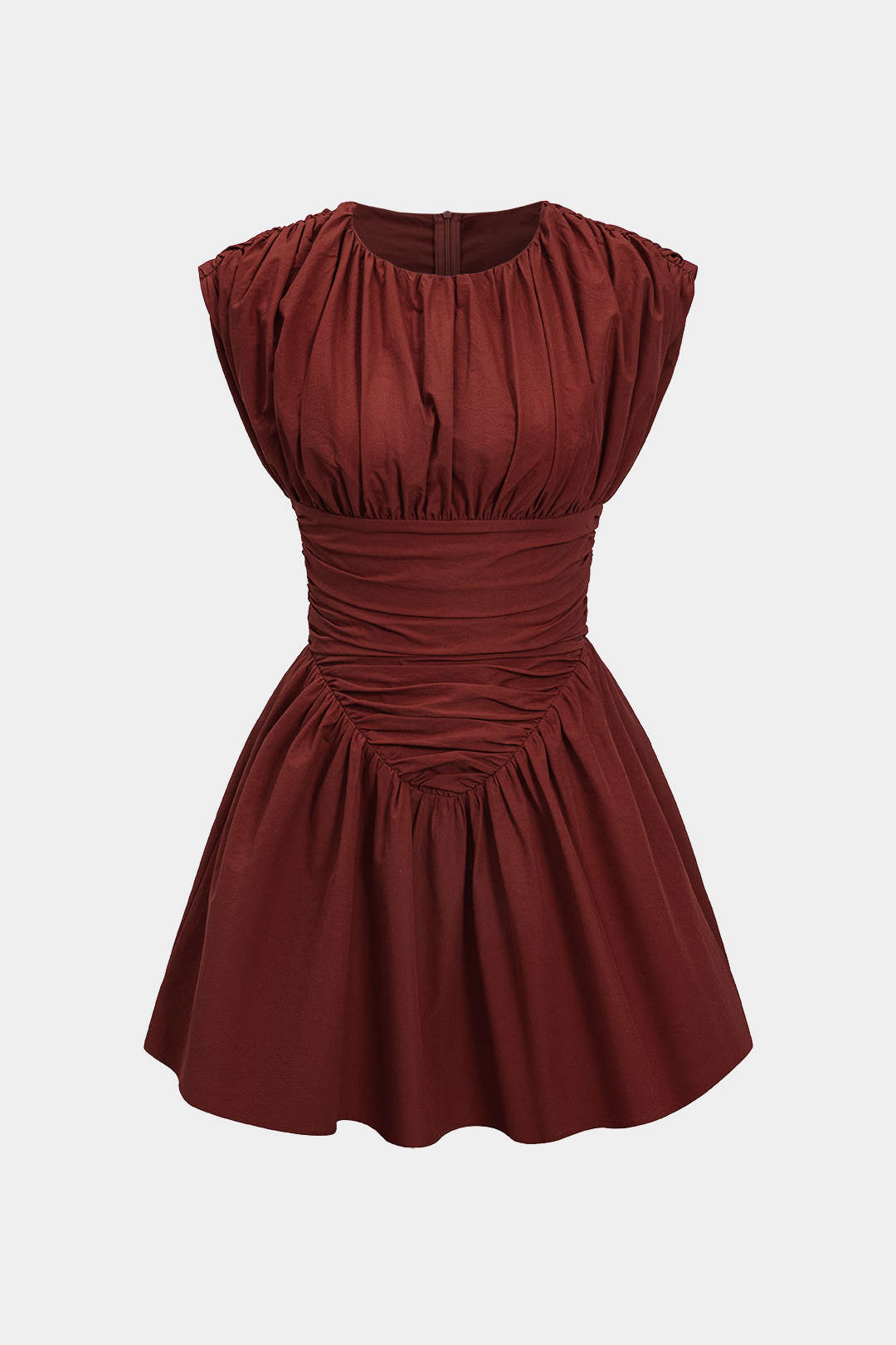 Solid Ruched Mini Dress