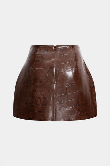 Texture Faux Leather Skirt