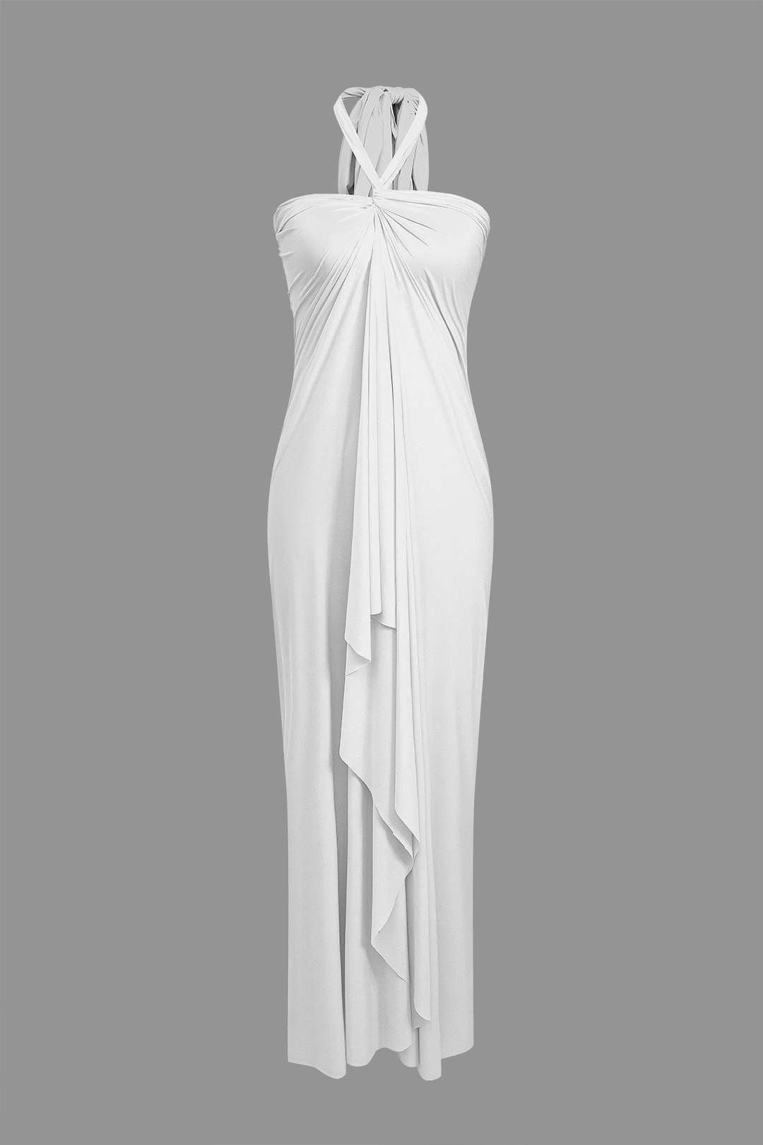 Solid Reversible Asymmetrical Tie-Up Maxi Dress