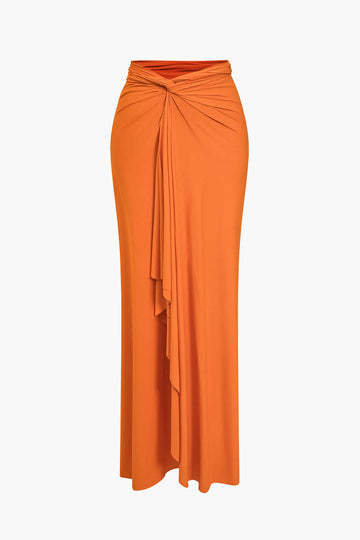 Solid Reversible Asymmetrical Tie-Up Maxi Dress