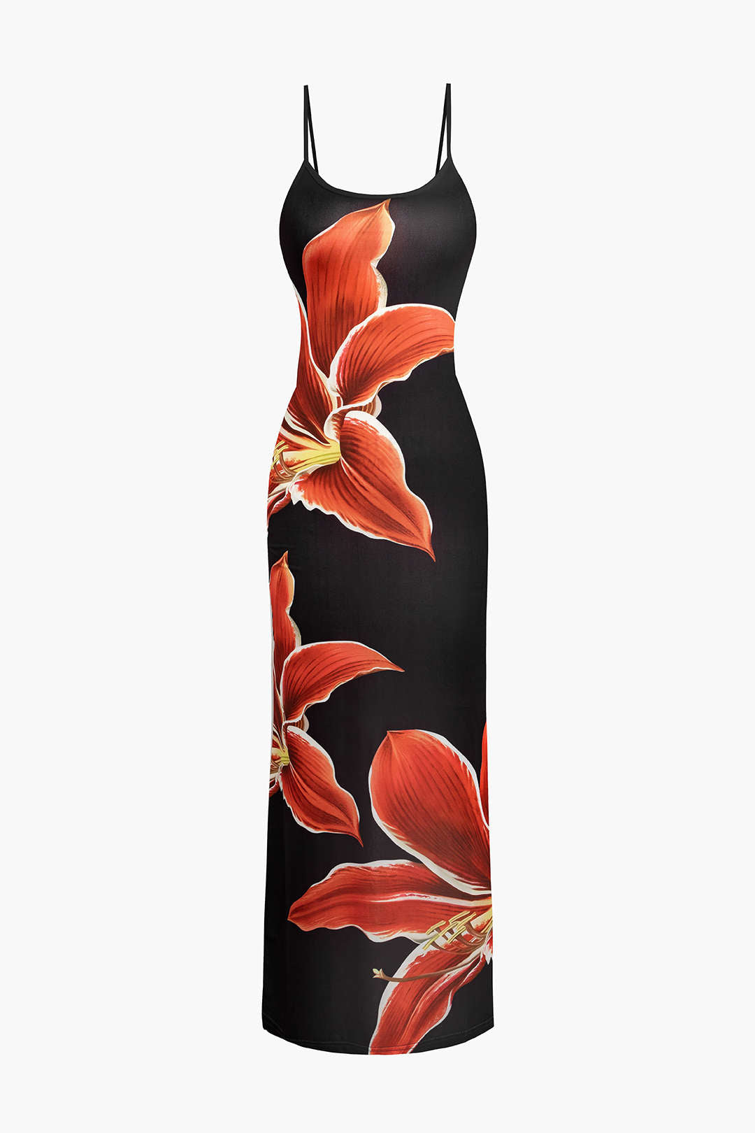 Floral Print Slip Slit Maxi Dress