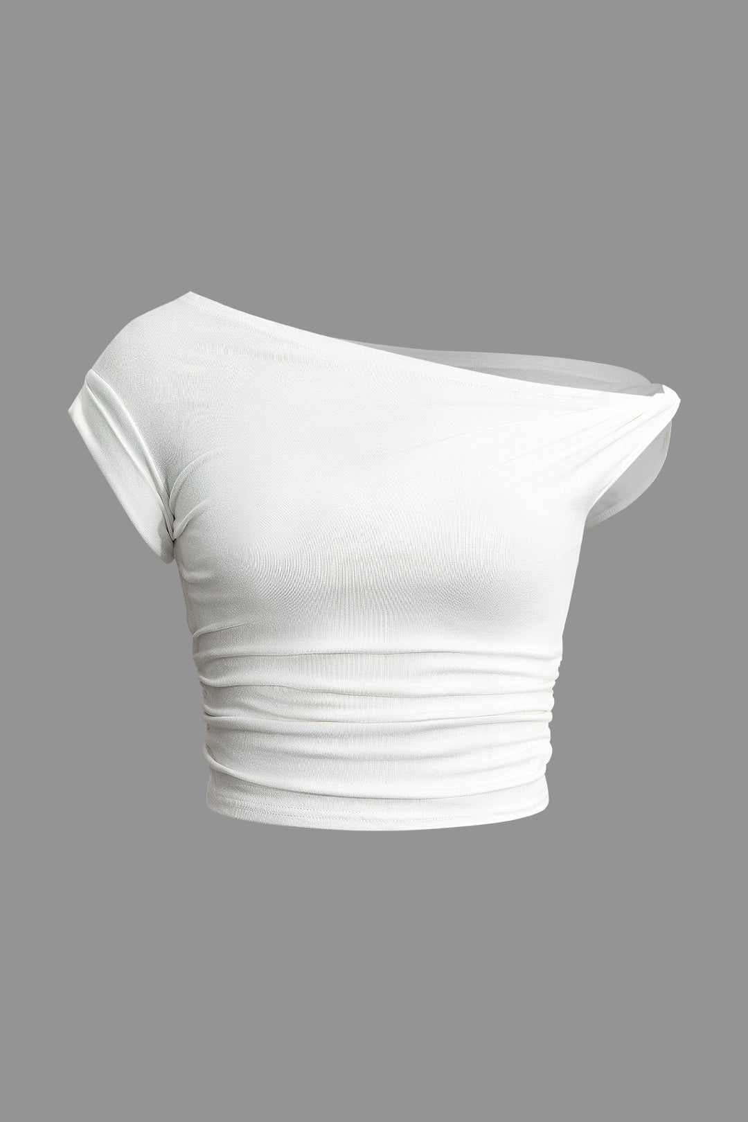 Asymmetrical Ruched Crop T-shirt