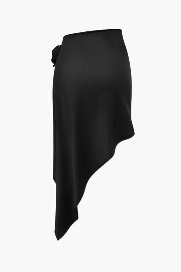 Rose Ruched Asymmetric Split Skirt