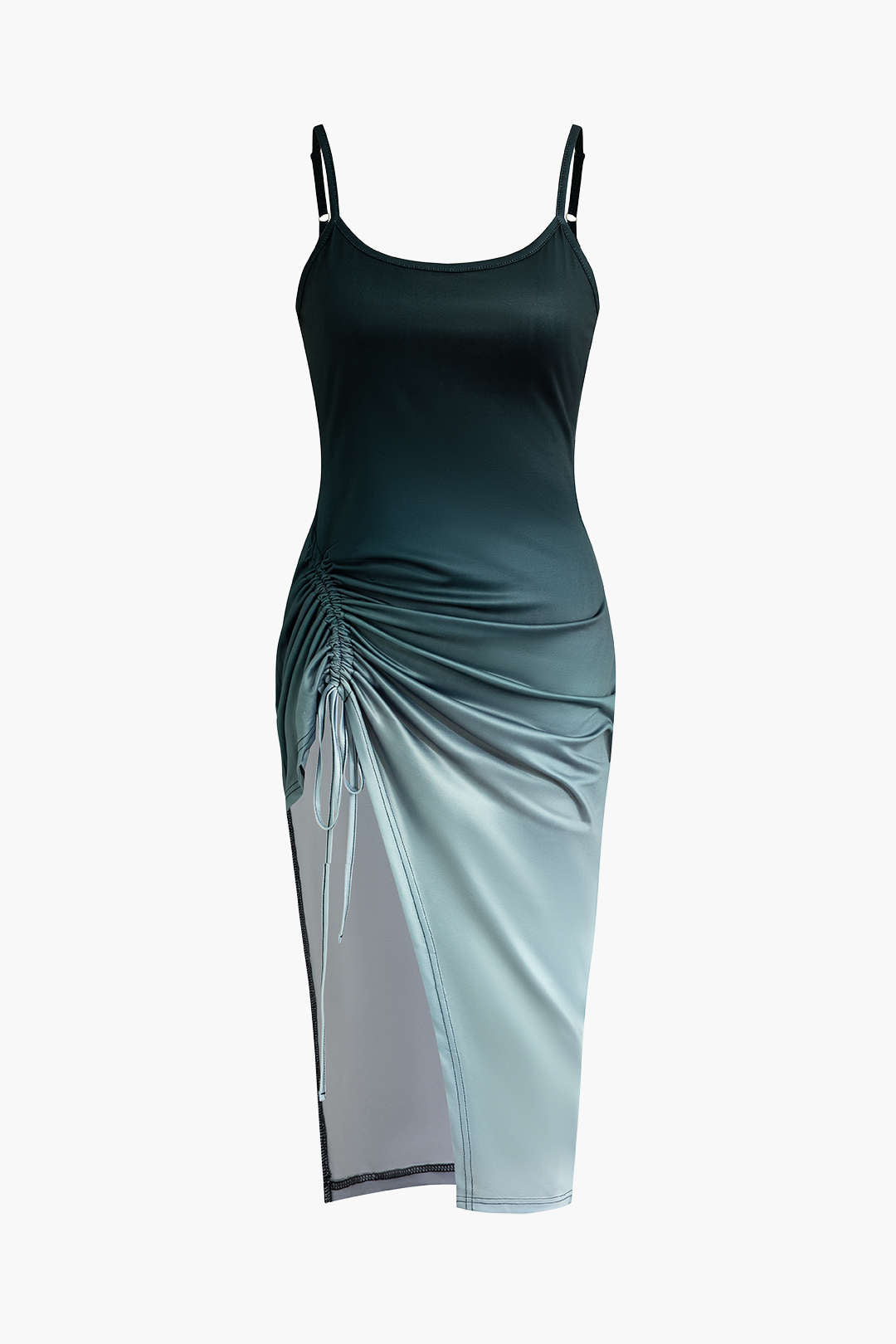 Ombre Ruched Slit Cami Midi Dress