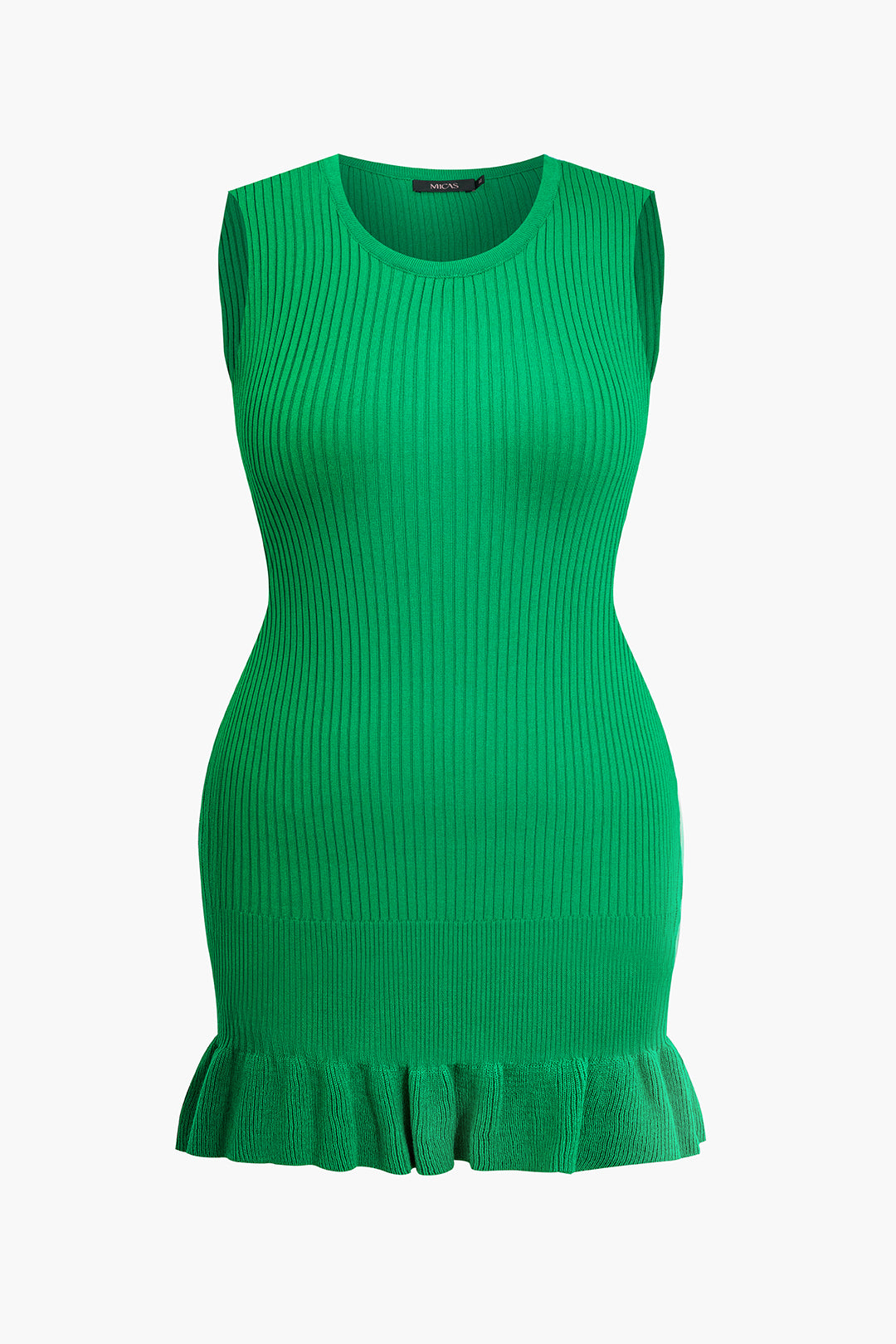 Plus Size Ruffle Hem Sleeveless Knit Mini Dress