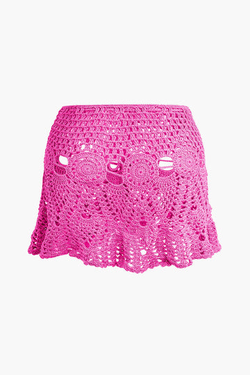 Crochet Halter Knit Cami Top And Mini Skirt Set