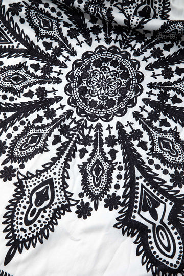 Bohemian Print Strapless Shirred Midi Dress