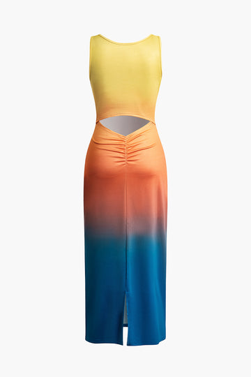 Ombre Cut Out Sleeveless Midi Dress