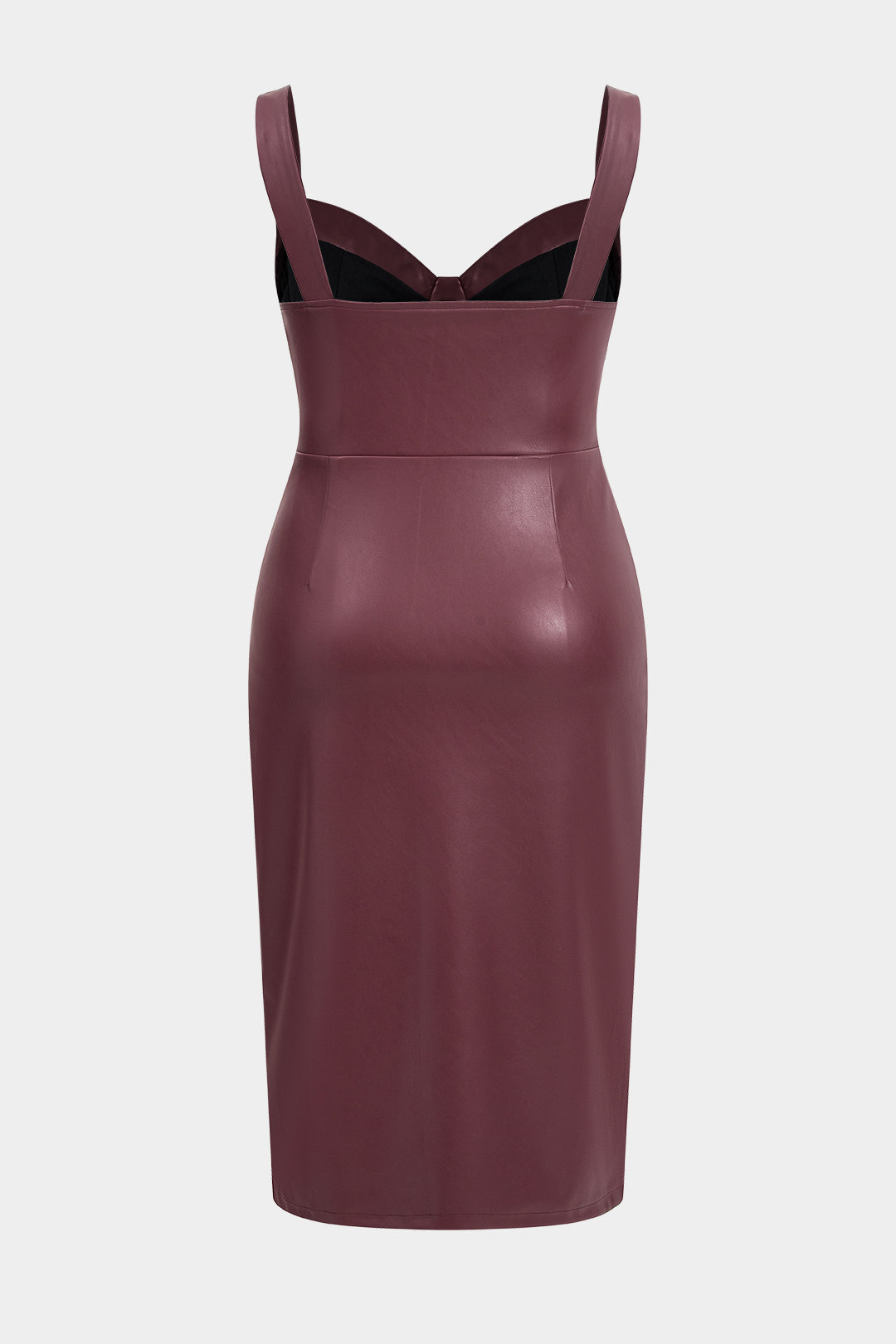 Plus Size Faux Leather Bodycon Midi Dress