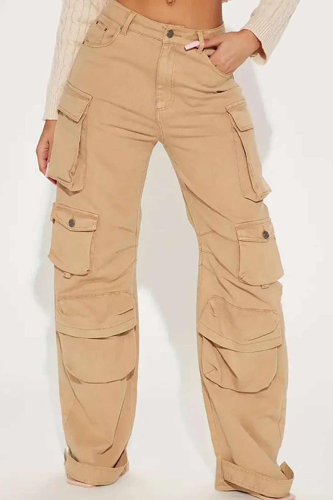 Solid Pocket Straight Leg Jeans