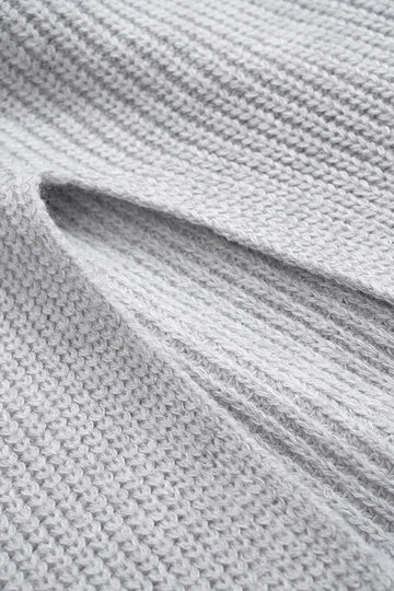 Knit Off-Shoulder Ribbed Side Slit Long Sleeve Dress