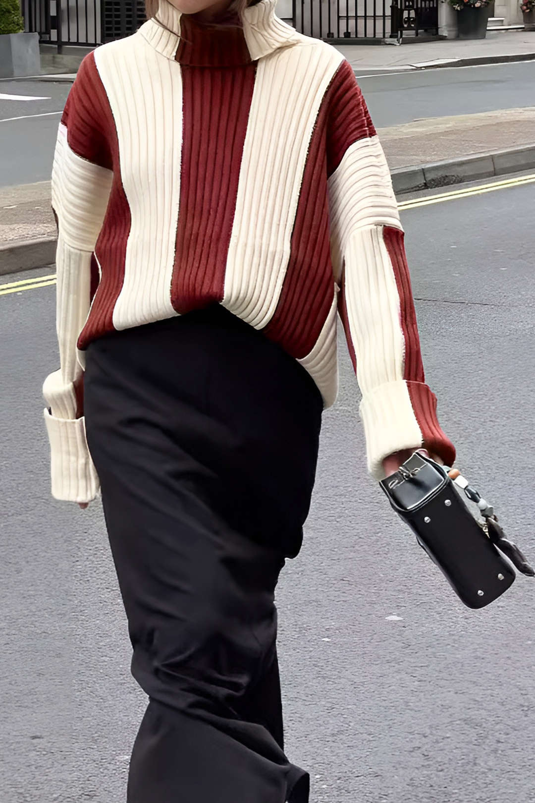 Stripes Turtleneck Swater Long Sleeve Top