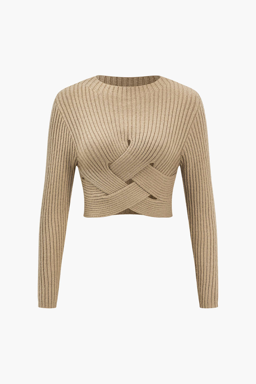 Crossed Sweater Long-Sleeve Top