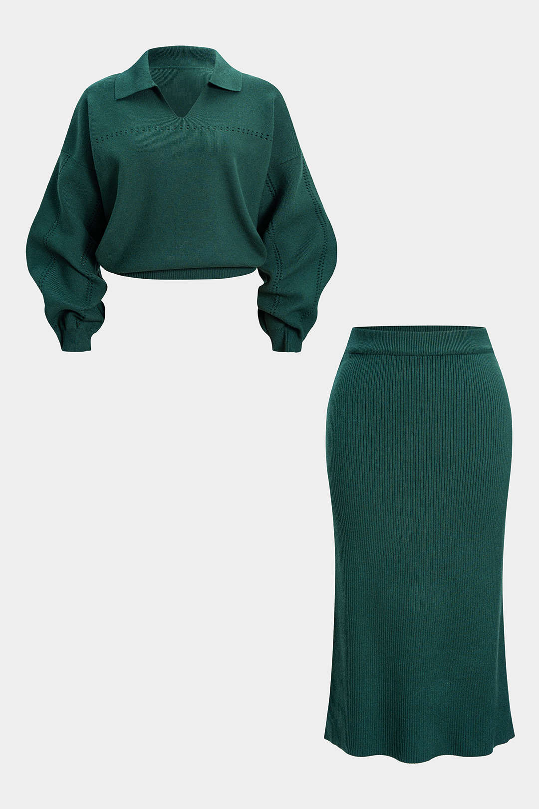 Plus Size Knit Cut Out  Set