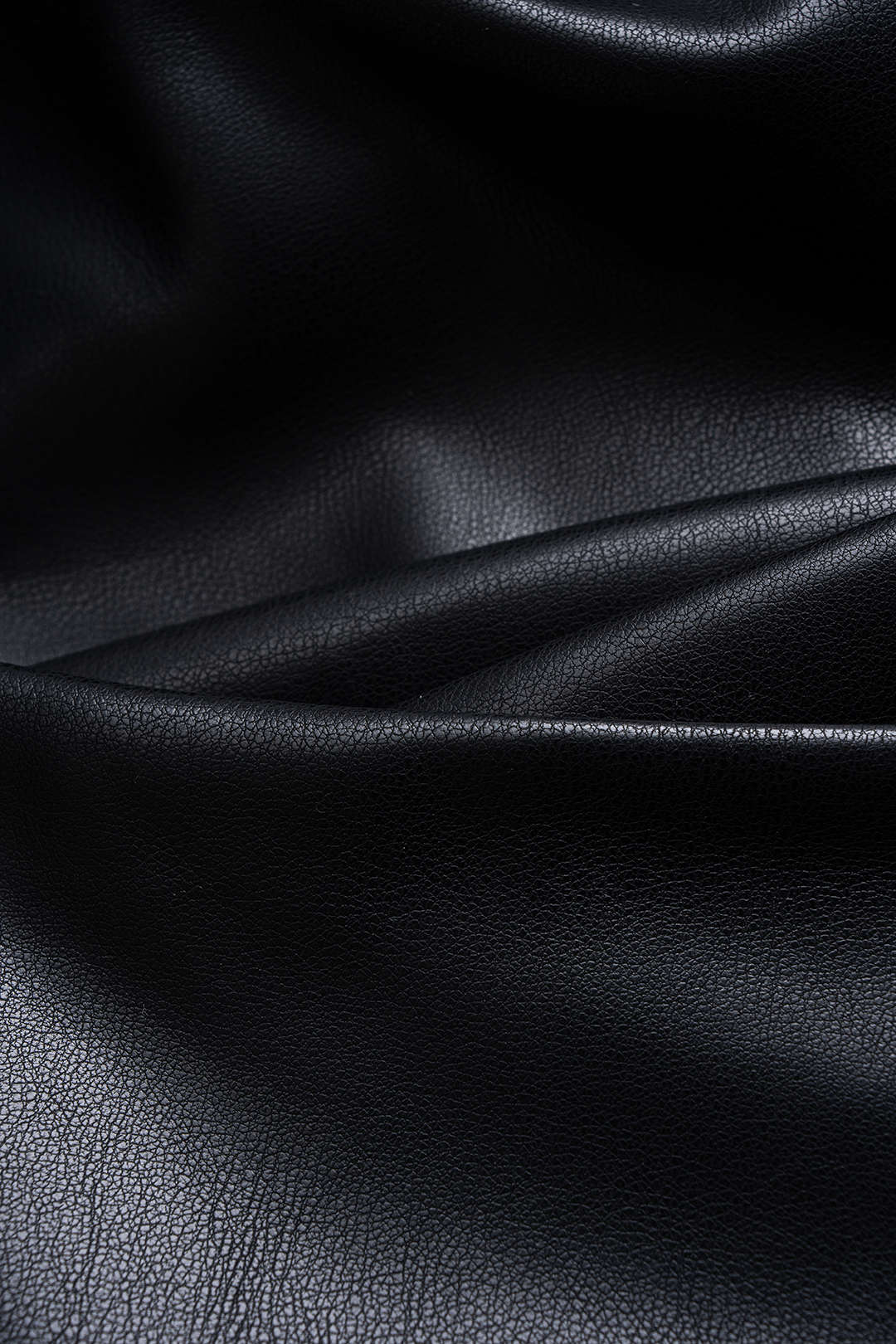 Faux Leather Patchwork Mock Neck Ruched Long Sleeve Midi Dress